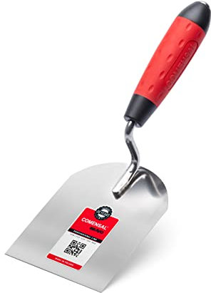 COMENSAL Maurerkelle 100 mm - Gipserspachtel - Stukkateurkelle - Edelstahl Rostfreie - Gipserkelle - Rutschfestes Softgriff - Made in EU