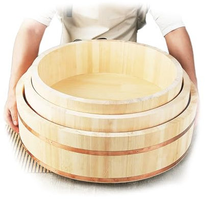 TYRHMY Japanese Wooden Hangiri Sushi Rice Mixing Bowl Tub for Sushi Restaurant Sushi oke White Solid Wood,72cm/28.3in
