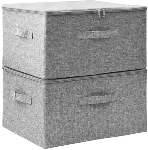 vidaXL 2x Aufbewahrungsbox Spielzeugkiste Spielzeugbox Stoffbox Faltkiste Faltbox Regalkorb Kiste Korb Box Organizer Stoff 43x34x23cm Grau