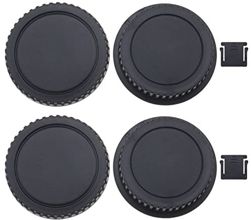 2 Sätze Gehäusedeckel Hinterer Objektivdeckel Blitzschuhabdeckung Ersatzset Kompatibel mit Canon-Kameras mit RF-Mount Kunststoff-Kamerazubehör Schwarz