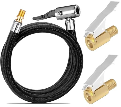 HIYITKS Ventilverlängerung Autoventil Set, 40cm Reifenfüller Schlauch Mit 2 Stück 8mm Autoventil Adapter Reifenfüllschlauch Für Luftpumpe Adapter Auto Fahrrad Motorrad Kompressor Dmp180z/dmp181z