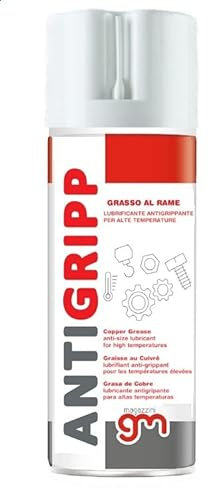 Magazzini GM ANTIGRIPP, Grasso Spray al Rame Antigrippante per Alte Temperature fino a 1100°C, Lubrificante Idrorepellente, Previene Usura e Corrosione, 400ml (1)