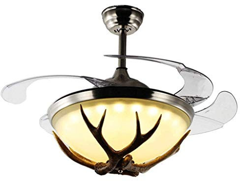 ZEDARO Chandelier-Invisible Fan Light Ceiling Fan Light Bedroom Retro Living Room Home Restaurant Fan Chandelier