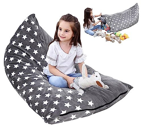 Sitzsack-Stuhlbezug, Extra Großer Spielzeug Stofftier Aufbewahrung Organizer Sitzsack Stühle Sofa-Sitz, für Kinder Jugendliche und Erwachsene, nur Bezug (B)