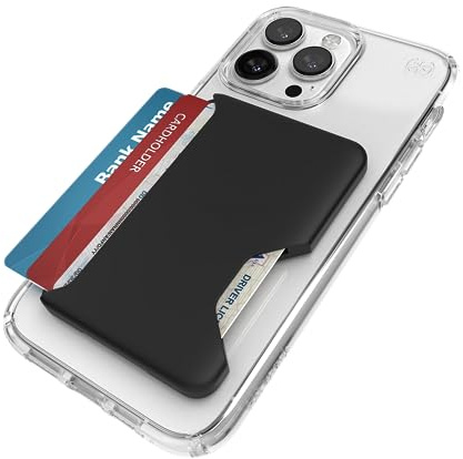 Speck iPhone Wallet MagSafe Accessory - Removable ClickLock No-Slip Interlock - Holds 1-3 Cards - Soft Touch Finish, Scratch Resistant Card Holder Built for MagSafe - Black