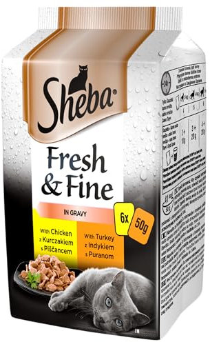 Sheba Fresh Fine Sachet – Nassfutter für Katzen in Sauce mit Huhn und Truthahn 12 x (6x50g)