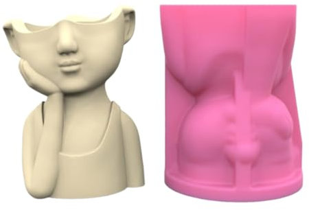 CASNO Molde de silicona, moldes de silicona para macetas de flores de niño, molde de resina epoxi para portavelas, soporte para bolígrafos, jarrón, decoración del hogar