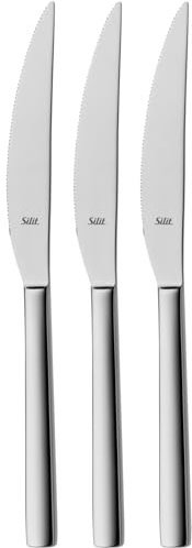 Silit Trend Steakmesser Set 3-teilig, 23,2 cm, Steak Messer, Klingenstahl rostfrei mit Wellenschliff, geschmiedete Messer, Pizzamesser, langlebig, kratzbeständig, spülmaschinenfest