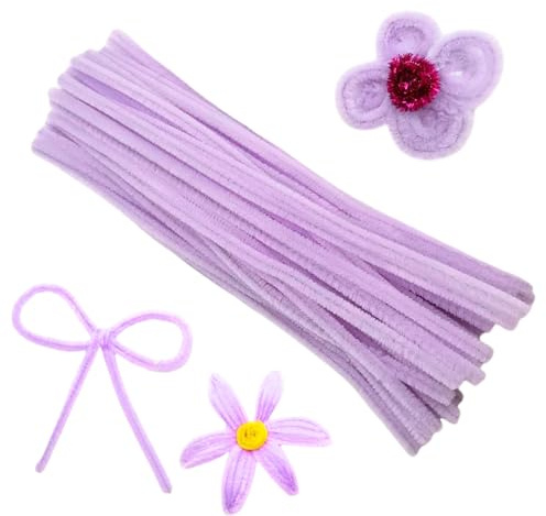 Tikyoary 100 Stück Hellviolett Pfeifenputzern,Pfeifenreiniger-Kit Chenilledraht für Blumen,Tiere oder,DIY-Bastelprojekten und Dekorationen