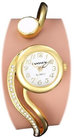 CANSNOW Goldene Damenuhr - Elegante Spangenuhr Mit Weißem Zifferblatt | Damenarmbanduhr (Gold-Weiß)