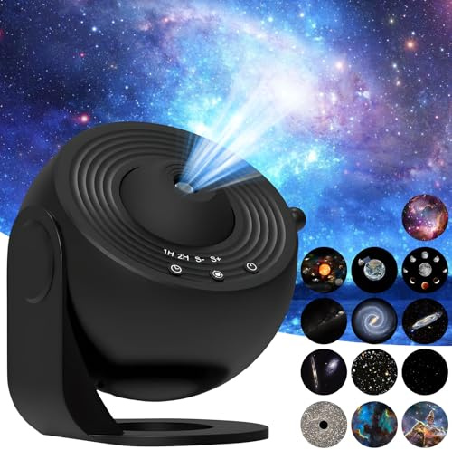 Lámpara proyectora de estrellas con 13 discos planetarios, rotación de 180 grados, iluminación sensorial para niños y adultos, decoración para dormitorio, fiesta, enfoque ajustable