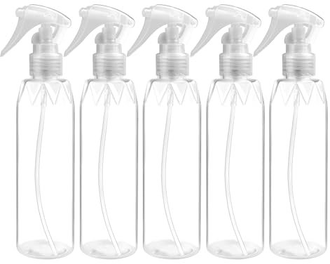 Ginddy 5 Petits Flacons Pulvérisateurs,200 ml En Plastique Transparent Pulverisateur a Main Pour Bouteille Spray vide Cheveux Nettoyage Cosmétiques Nettoyage Plantes Jardinage Coiffeur
