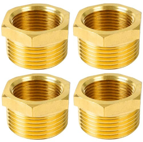 4 Stück Messing Reduzierstück 1 auf 3/4 Zoll Adapter (AG Ø 32mm x IG Ø 25mm), AG/IG Reduzierung, Außengewinde auf Innengewinde Nippel, Gewinde-Fitting für Industrie, Sanitär, Wasser, Abfluss, Abwasser