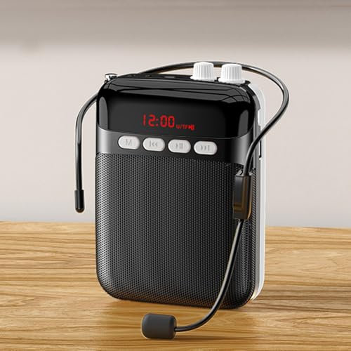 Amplificateur Voix Portable avec Microphone Casque 2400mAh LED Amplificateur de Voix pour Enseignants Système de Sonorisation Puissant pour Guides Micro Haut Parleur pour Réunion Classe, Noir