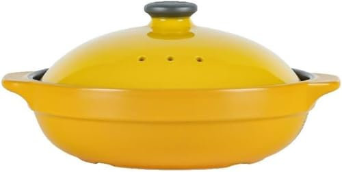 Soupière en céramique à Double poignée, Plat Rond Blanc en céramique, cocotte/Pot en Argile/Pot en Terre Cuite/ustensile de Cuisine en céramique avec Couvercle résistant