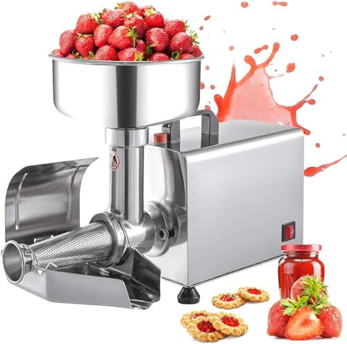 FJYAWEN Commercial Tomato Strainer Machine, Stainless Steel Food Strainer and Sauce Maker, 70-150kg/H, Electric Fruit Press Squeezer Jam Machine, For Canning Tomato Purees, Sauces