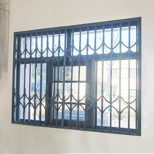 Fenstergitter Einbruchschutz Innen und Außen Fensterschutzgitter und -stangen, Faltbares Schiebefenster Sicherheitsgitter mit Schloss, Fenster-Barrikade-Geländer/ Einbruchschutzgitter für Kinder Haust