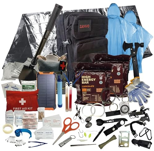 ZAHVO ZAHVO 72 Hour Emergency Survival Kit, Go Bag Emergency Backpack with Food, Water Purifier, First Aid & Tools, Survival Backpack & Emergency Survival Kit for Disaster Preparedness & Evacuation