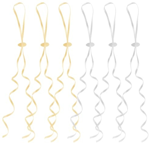 100 pezzi Chiusura per palloncini, cintura a elio con corda, nastro per palloncini, fibbia con chiusura rapida, per fai da te, Natale, compleanno, matrimonio, festa, decorazione, Oro, bianco