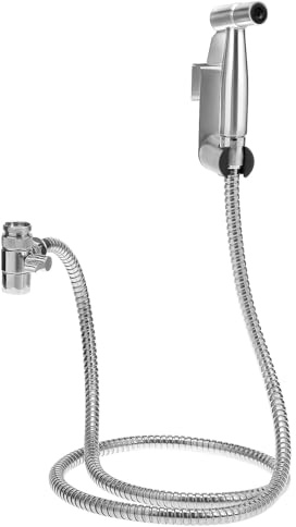 QWORK® Handheld Bidet Sprayer Kit for Toilet - 304 Stainless Steel - Includes Bidet Sprayer, 59 Hose, Shut Off Valve and Bidet Holder