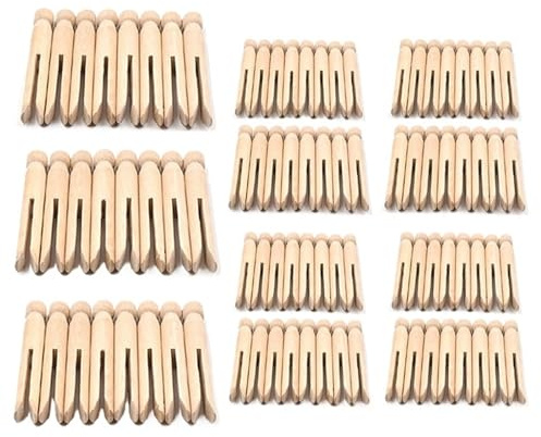 100 pezzi di mollette da bucato in legno, conteggiate, rotonde, for il meteo Per Stendibiancheria