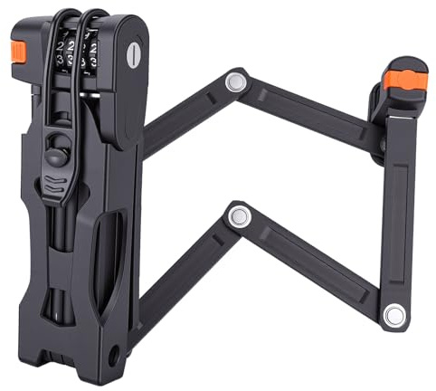 Antifurto pieghevole per bicicletta, antifurto ad alta sicurezza a combinazione a 4 cifre, antifurto pieghevole compatto con staffa di fissaggio per biciclette, scooter e moto