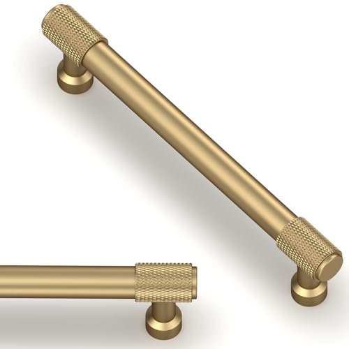 Asimerdeco 10 Pack Champagne Bronze Knurled Cabinet Pulls 5 Inch(128mm) Kitchen Cabinet Handles Cabinet Hardware Drawer Pulls