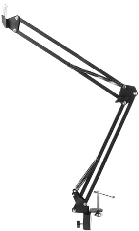 ERINGOGO Soporte para Webcam Abrazadera Ajustable Tipo Tijera Brazo Articulado Plegable Negro Interfaz de Tornillo 1/4 Adecuado para Transmisión Estudio y Oficina