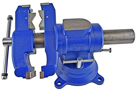 Yost Vises 750-DI Multi-Jaw Rotating Vise System | 2 in 1 Multipurpose Bench and Pipe Vise | Secure Grip with Swivel Base | Made with a Combination of Ductile Iron & Hardened Steel | Gray