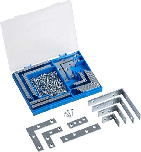 Meister 300510 Lot de 180 équerres et plaques de connexion en Metafranc pour chaises, supports de meubles et connecteurs plats, acier galvanisé, multicolore