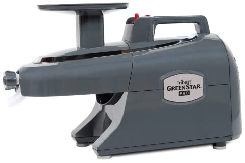 Tribest Greenstar Pro Slow Juicer - Vertikal Entsafter elektrisch für Obst und Gemüse - 110 U/min, 200 W - Slow Juicer mit Keramikschnecke - Grau