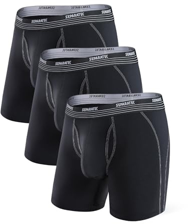 Separatec Mens Boxer Briefs Sports High Elastic Quick Dry Dual Pouch Men's Boxer Shorts Open Fly Boxers Functional Athletic Underwear for Men Multipack