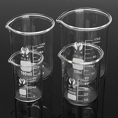 EsportsMJJ 4Pcs Borosilicate Bécher En Verre 25Ml 50Ml 100Ml 150 Ml Ensemble De Verrerie De Laboratoire Volumétrique