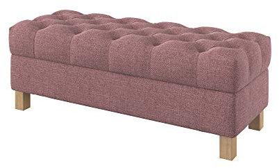 Furninero - Tiefer gepolsterter Sitzbank Sitzhocker Sitzruhe Betthocker Ottomane, mit Stauraum, Quadratische Beine, 120 cm breit, Naturel Coral Stoff (Licht zu reinigende), Rosa