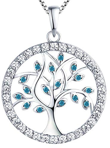 YL Damen Lebensbaum Anhänger mit Kette 925 Sterlingsilber Simulierter Smaragd/5A Zirkonia Baum des Lebens Anhänger Halskette für Damen Mutter, Kettenlänge 45-48 CM