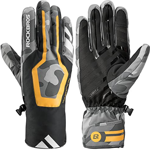 ROCKBROS Guantes Esquí Invierno para Hombres Mujeres Impermeable Cálido Anti Viento Pantalla Táctil para Ciclismo Snowboard Deportes al Aire Libre