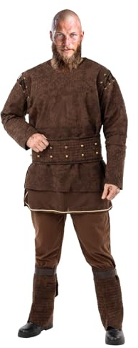 Funidelia Déguisement Officiel de Ragnar Vikings pour homme, Comprend veste, ceinture, pantalon et couvre-bottes, Taille XL - Tenue pour adultes pour fêtes, Carnaval et Halloween