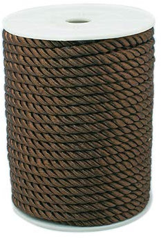 Cheriswelry 18 Yards Nylon Twist Cord Rope 5mm Round Silky Trimming Wrapping Cord for Piping Furnishing Upholstery Crafts Jewellery Macrame Costume Home Decor, CoconutBrown
