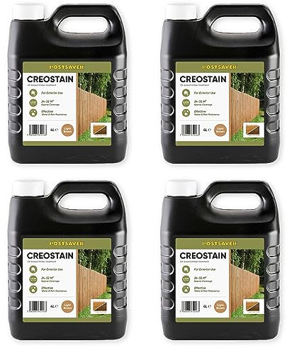 Postsaver Creostain Creocote Oil-Based Wood Treatment | Creosote Substitute | Wood Stain and Preserver | Ideal for Fence Treatment | Low VOC | 16 litres (Light Brown)