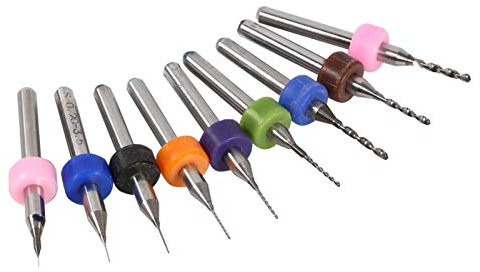 Bohrer 10-teilige Leiterplatten-Leiterplatte Hartmetall-Mikrobohrer-Werkzeugsatz für CNC-SMT-Skulpturen Kunststoff Kupfer Edelstahl Feinbohren(0.2mm)