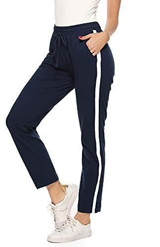 Aseniza Pantalon de Chandal Mujer 100% Algodón Pantalon Deporte Mujer Verano con Bolsilpara, Pantalones Chandal Mujer Largos para Gimnasio Deportes Correr Jogging