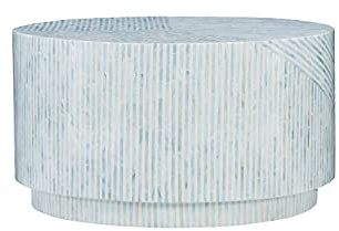 The Perrin Blue Capiz Round Coffee Table by Linon