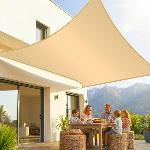 KESSER® Voile d'ombrage, Protection Solaire, Coupe-Vent, Tissu PEHD, imperméable et Coupe-Vent, Coutures transversales, Robuste et Stable, pour Jardin, Balcon, 5x7m, Sable