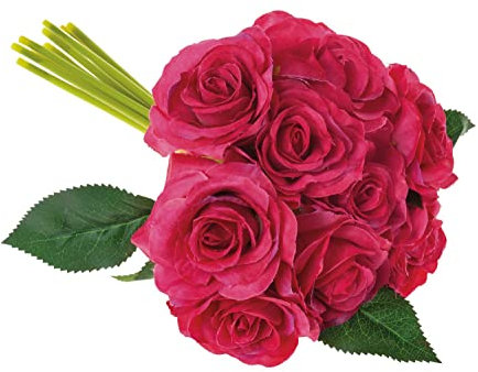 artplants.de Kunst Rosenstrauß Gautam, pink, 25cm - Textilblumen Strauß