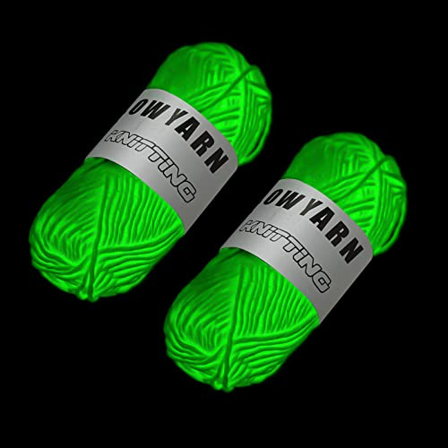 2 Rollen Glow in The Dark Garn, Grünes Garn Diy Garn zum Häkeln Basteln Nähen Anfänger (Hellgrün)