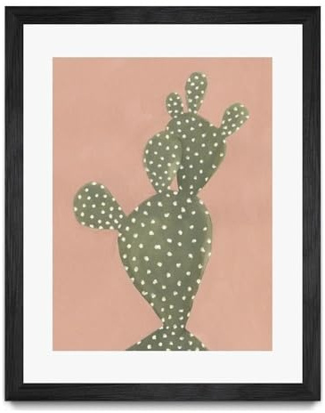 Giant Art 24x32 Coral Cacti II Matted and Framed in Multi-Color