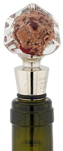 Bouchon de Bouteille en Verre de Murano - Cube Rouge