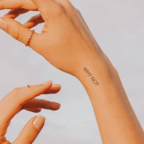 Inkster Tattoo Schriftzug why not | NEU: Verbesserte Qualität | Hautfreundlich & EU Kosmetikzertifiziert | hochwertige Temporäre Tattoos aus pflanzlichen Inhaltsstoffen | wasserfest