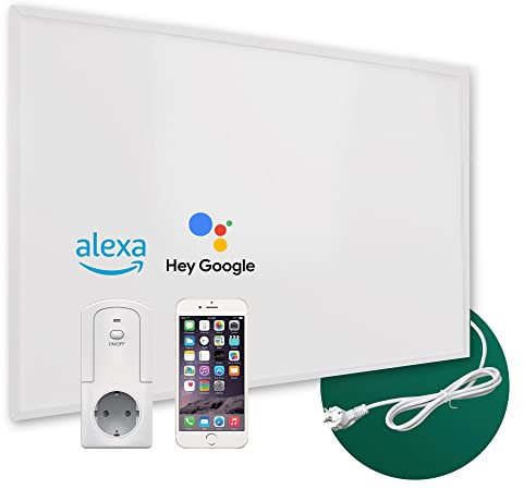 Ecowelle Riscaldamento a infrarossi Classic bianco 800 Watt + 10 anni di garanzia + Made in Germany + doppia protezione contro il surriscaldamento con termostato