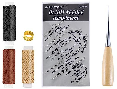 XPEX 12 Stück Ledernadeln Hand Leder Nähnadeln Leder Werkzeug Set Nähnadeln für Leder Ledernadel nähahle